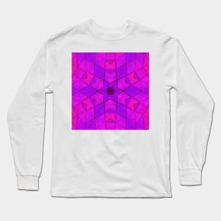 Mosaic Kaleidoscope Flower Pink Long Sleeve T-Shirt